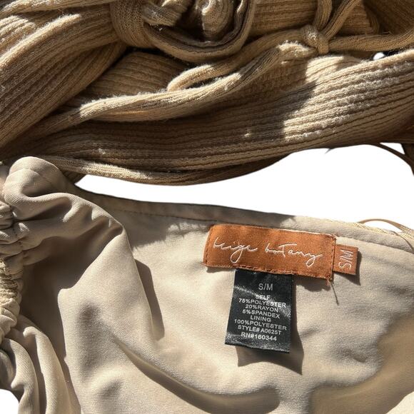 Beige Botany adjustable wrap crop top. Many ways to wear, size S/M - Picture 7 of 8